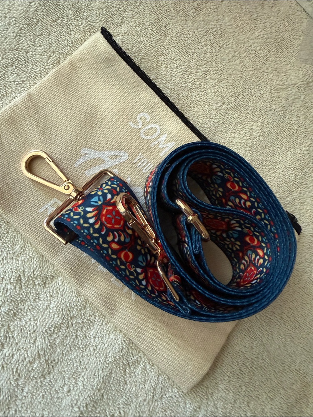 Guitar purse bag strap floral Bohemian pattern NWOT w/ pouch - Picture 12 of 14